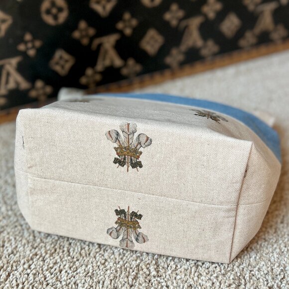 Prince of Wales Feathers Fabric Denim Soft Fabric Storage Basket - Picture 5 of 5